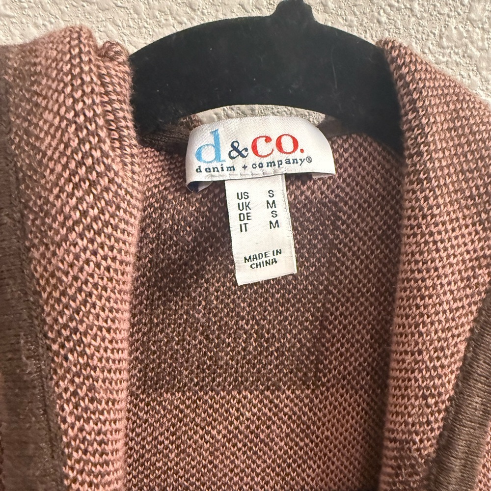 Denim&Co Pink and Brown Plaid Women’s Sweater Cardigan - Picture 5 of 6